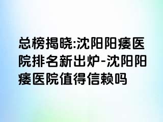 总榜揭晓:沈阳阳痿医院排名新出炉-沈阳阳痿医院值得信赖吗